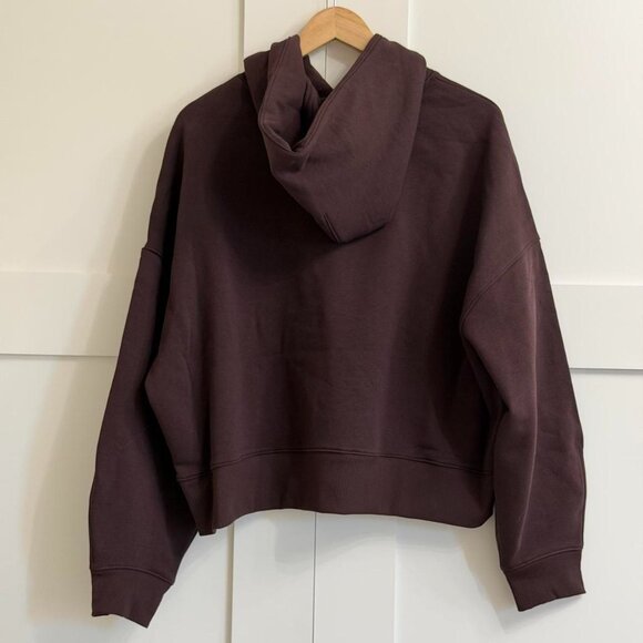 Everlane Cropped Luxe Fleece Hoodie in Dark Chocolate, Size Large - Picture 9 of 9